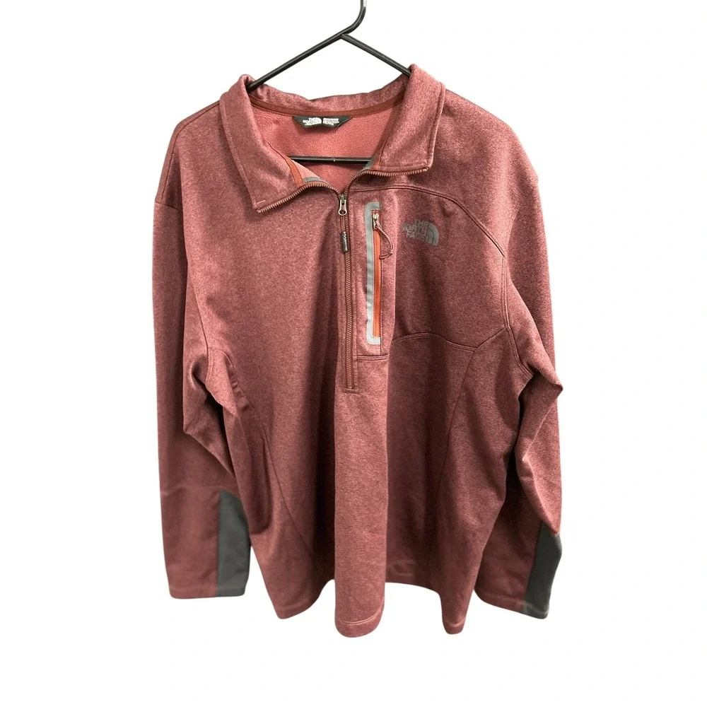 The North Face Mens XXL Pullover 1/4 Zip Long Sleeve Burgundy‎ Active Top